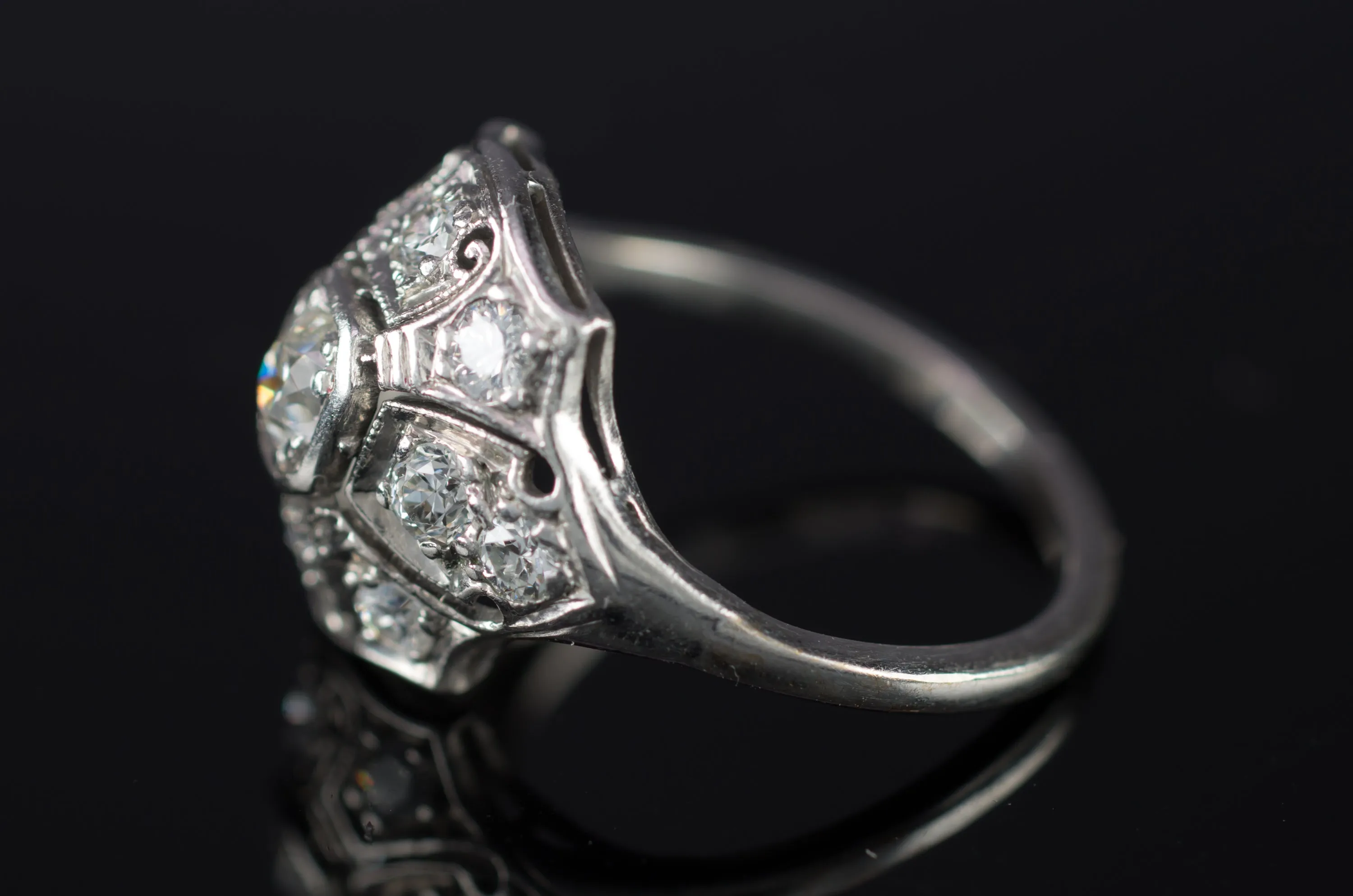 0.79CTW VINTAGE  OLD EUROPEAN CUT DIAMOND RING