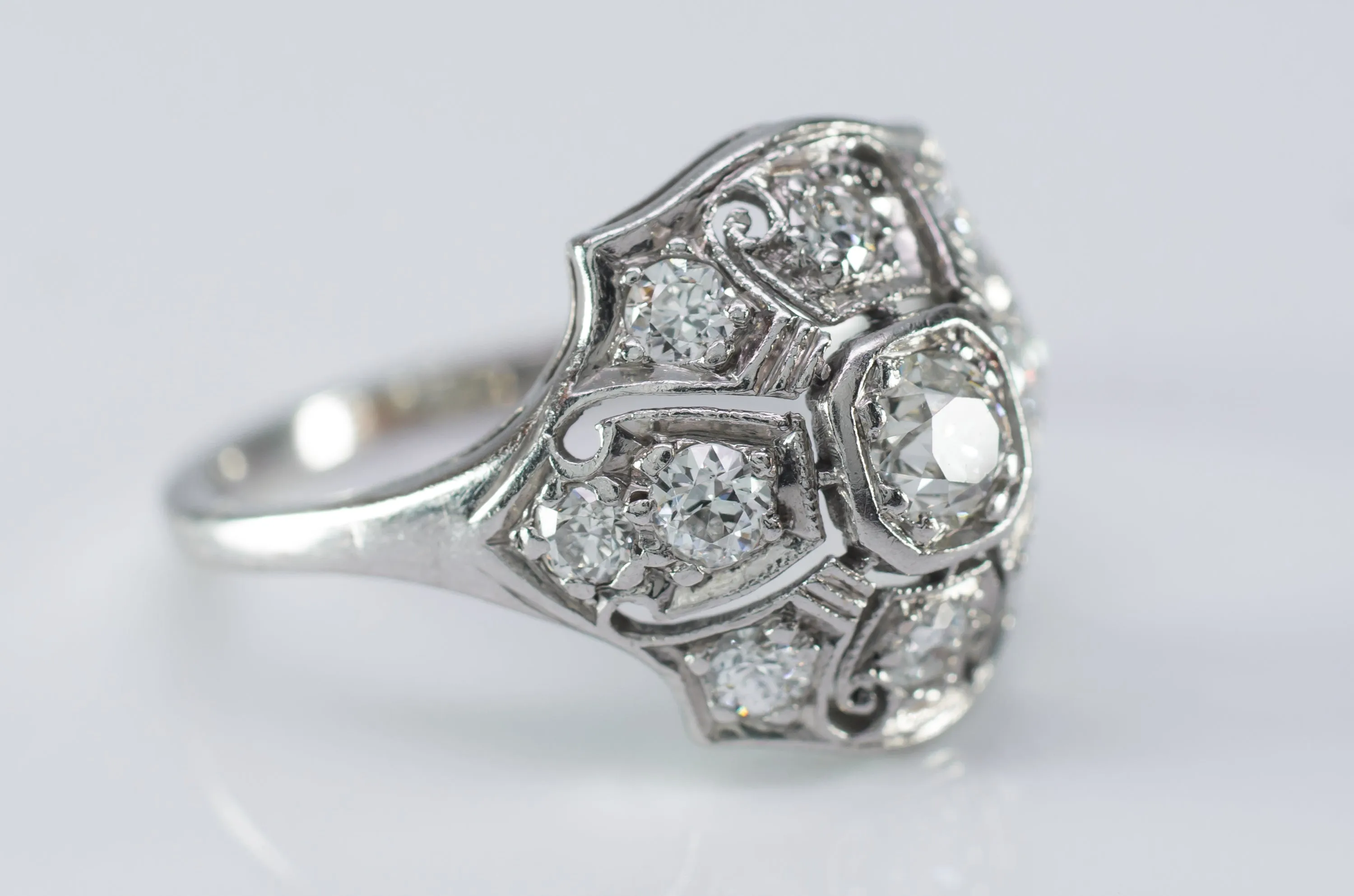 0.79CTW VINTAGE  OLD EUROPEAN CUT DIAMOND RING