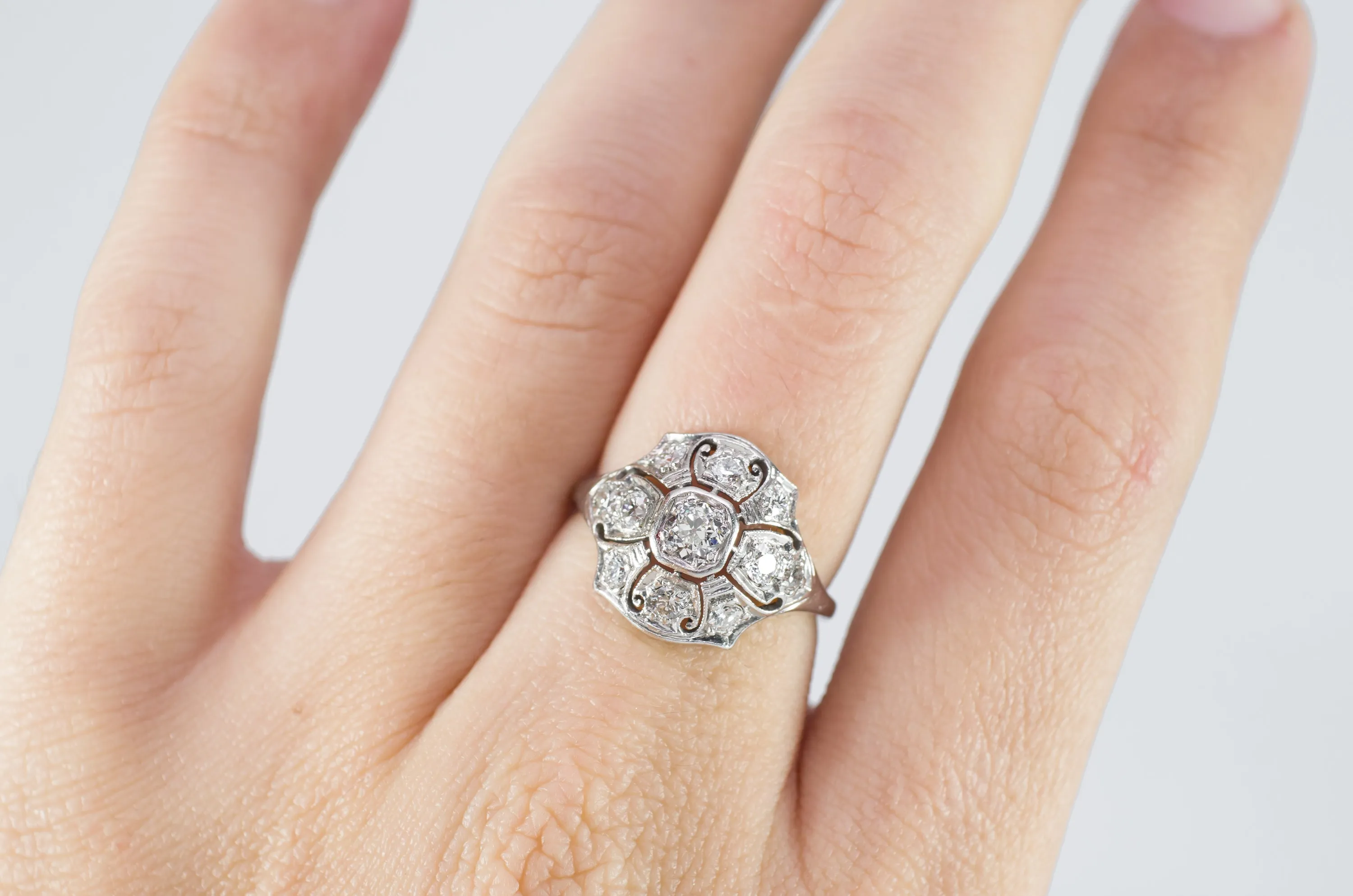 0.79CTW VINTAGE  OLD EUROPEAN CUT DIAMOND RING