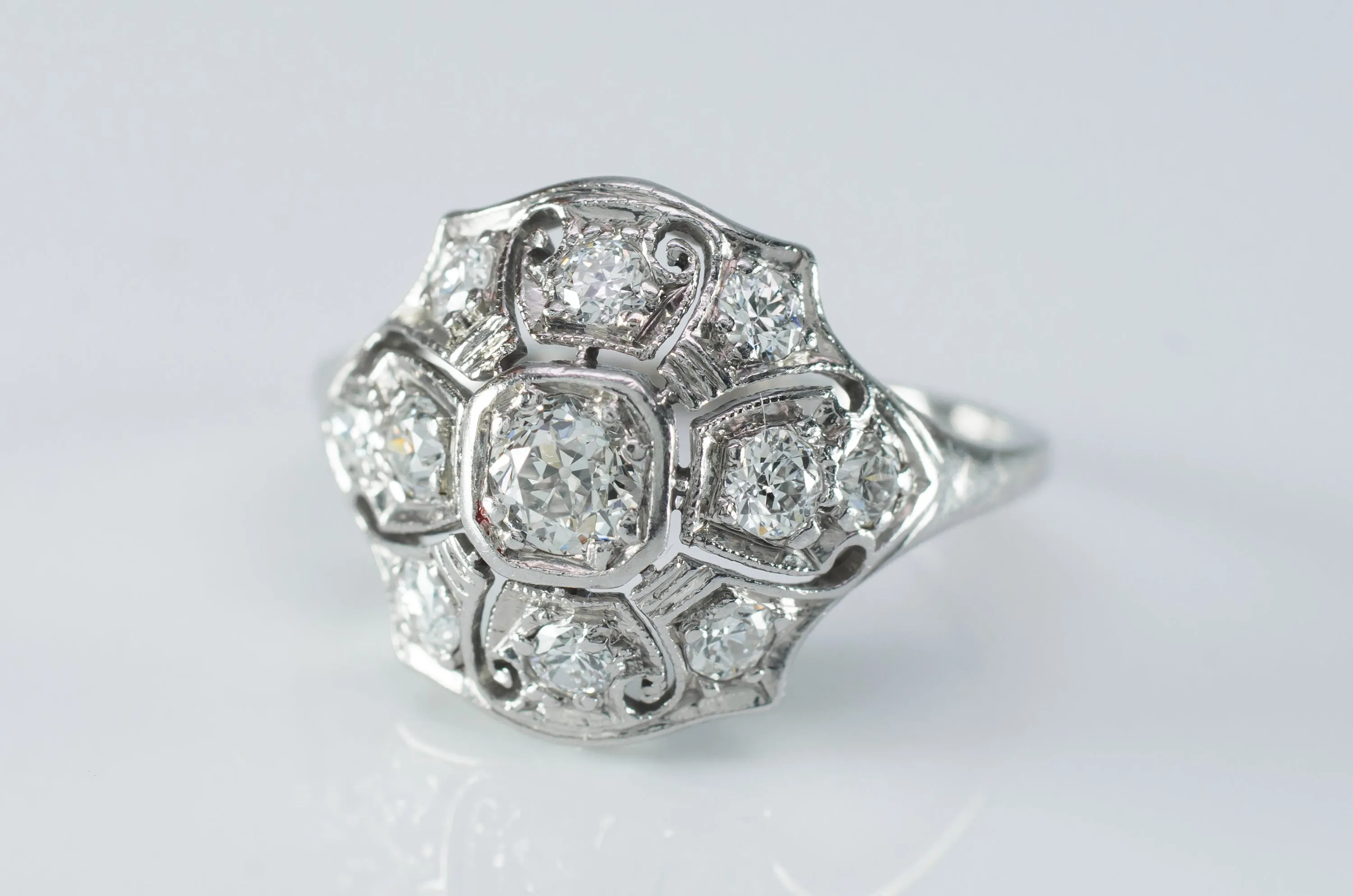 0.79CTW VINTAGE  OLD EUROPEAN CUT DIAMOND RING
