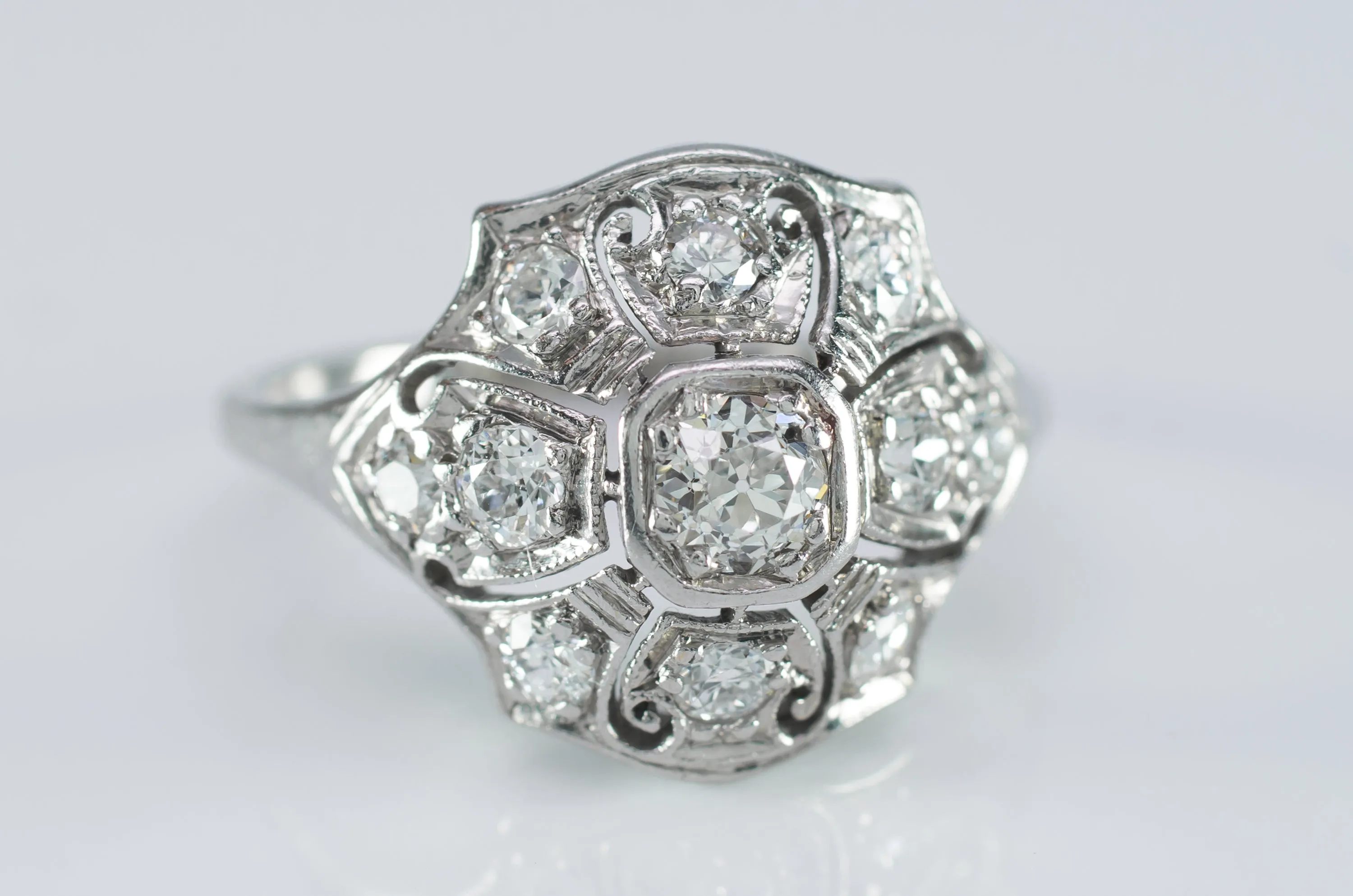 0.79CTW VINTAGE  OLD EUROPEAN CUT DIAMOND RING