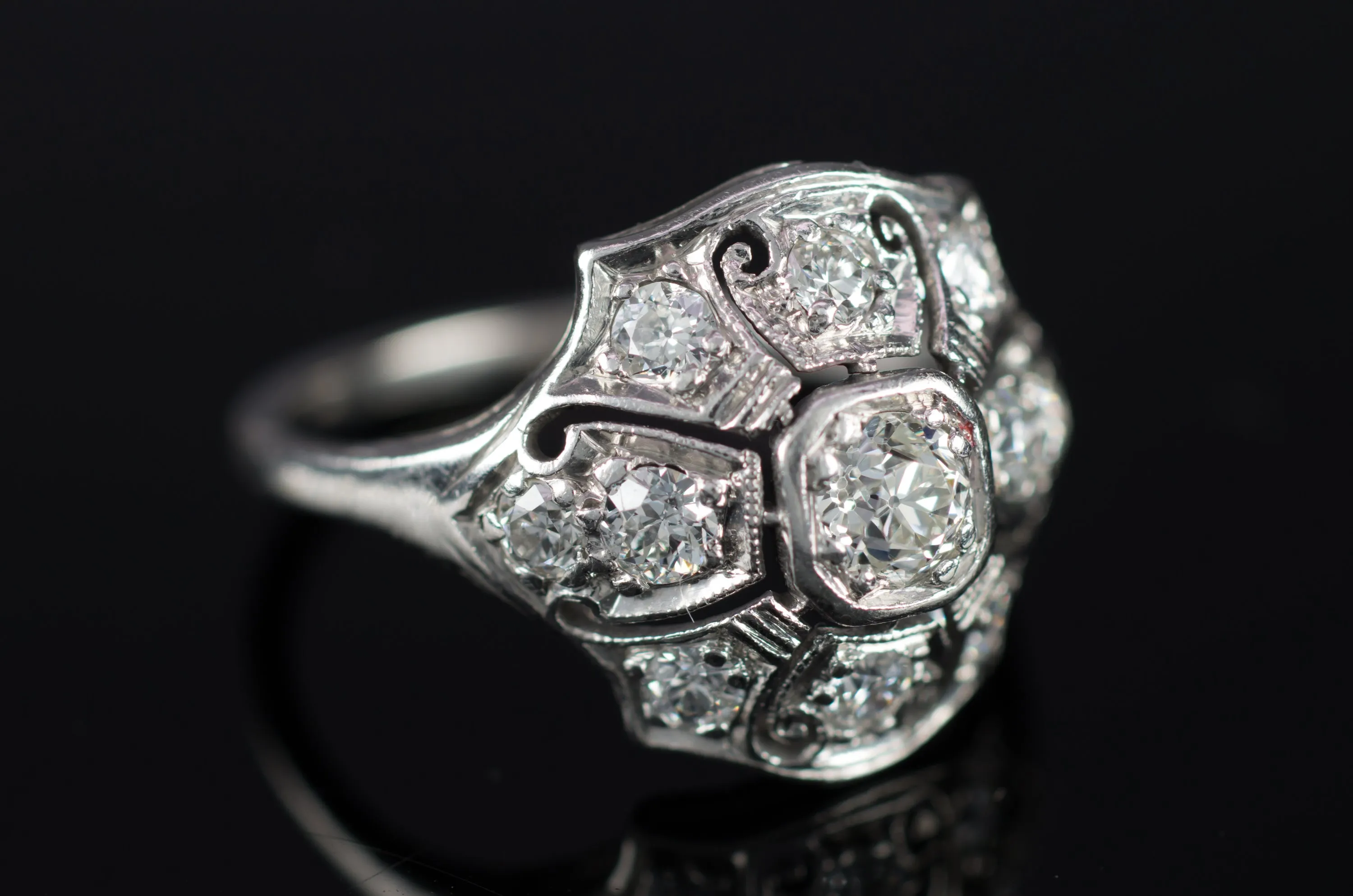 0.79CTW VINTAGE  OLD EUROPEAN CUT DIAMOND RING