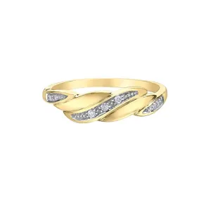 10K Yellow Gold 0.05TDW Twist Diamond Band
