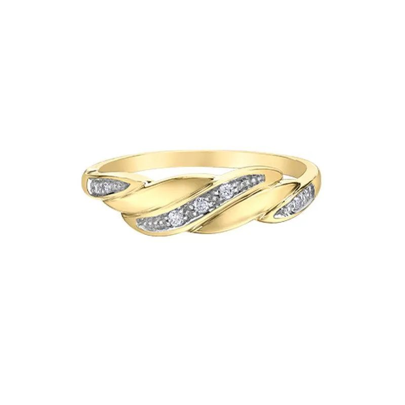 10K Yellow Gold 0.05TDW Twist Diamond Band