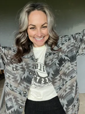 114490  GREY  AZTEC SHACKET