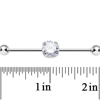 14 Gauge Clear CZ Shimmering Circle Industrial Barbell 38mm