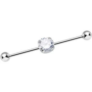 14 Gauge Clear CZ Shimmering Circle Industrial Barbell 38mm