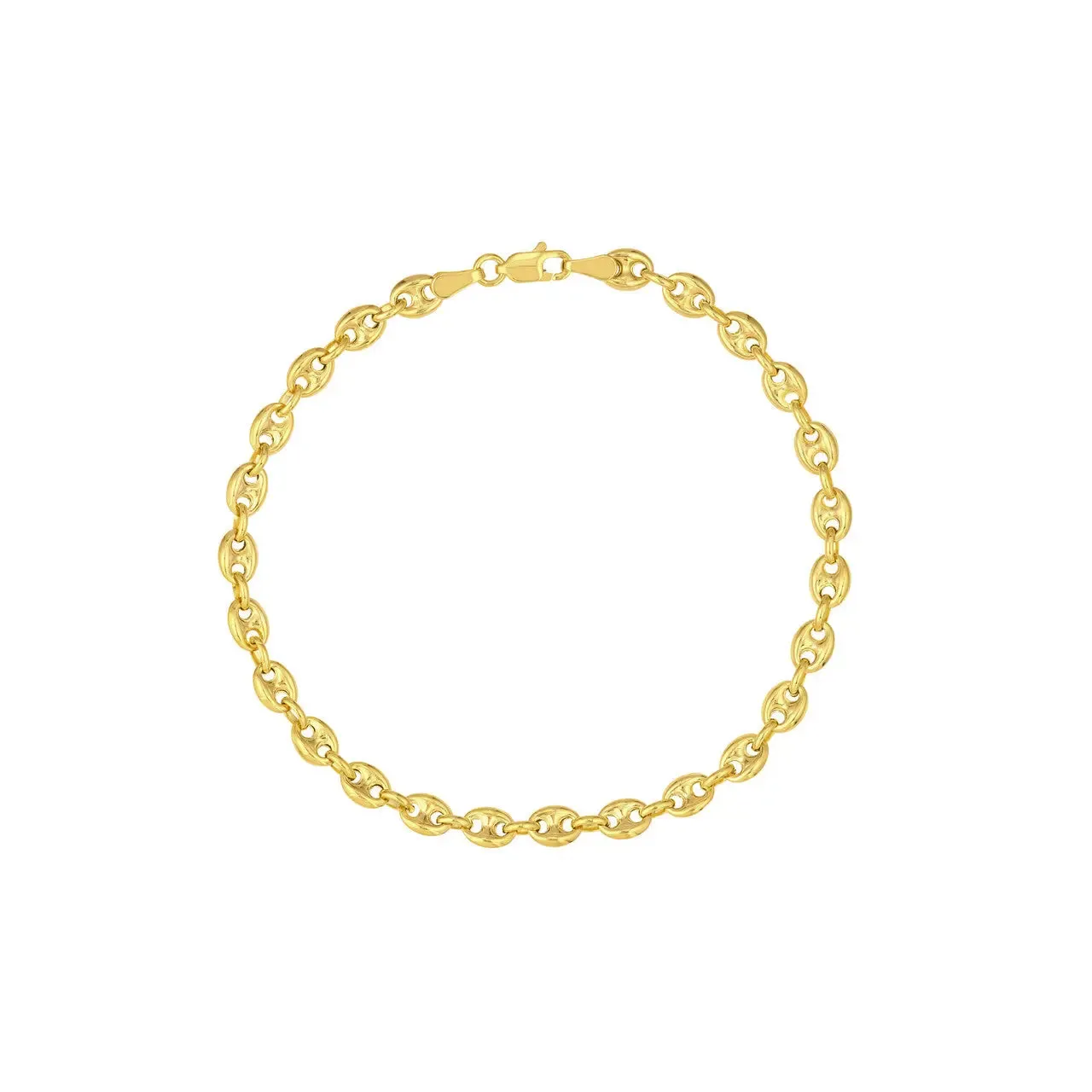 14K Gold Puff Mariner Chain Bracelet