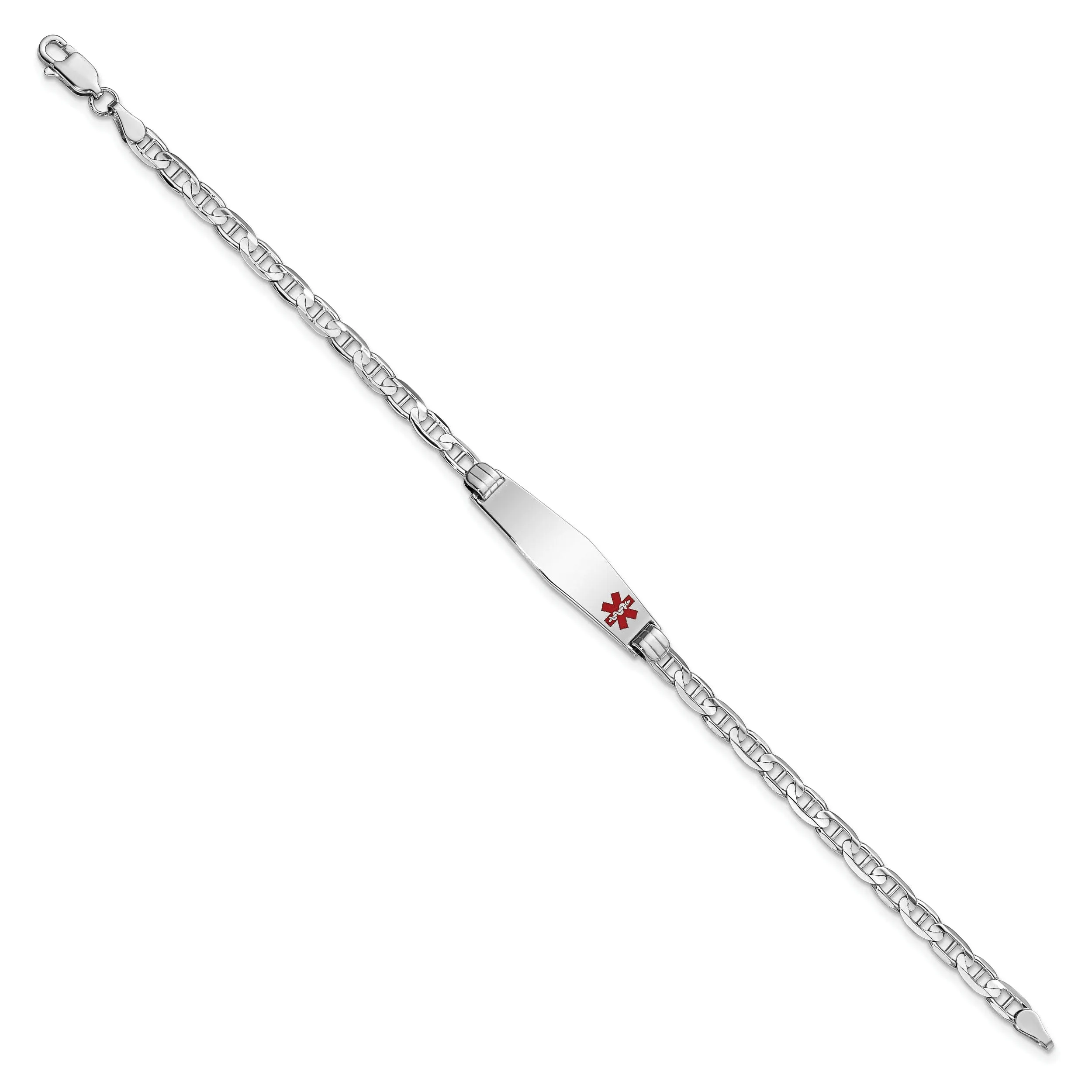 14K White Gold Anchor Link Medical ID Bracelet