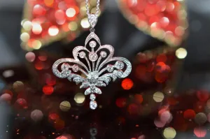14K White Gold Edwardian Diamond Pendant on an 18" Chain