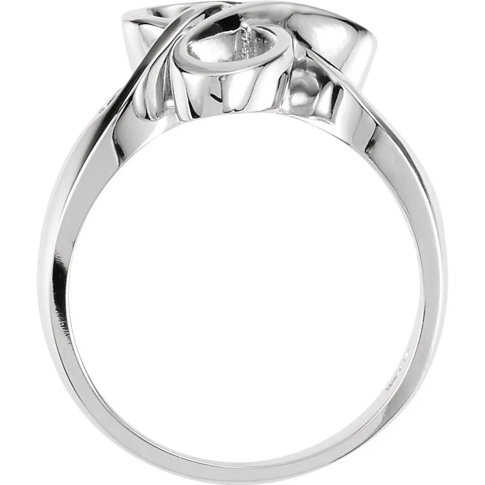 14k White Gold Freeform Ring, Size 6