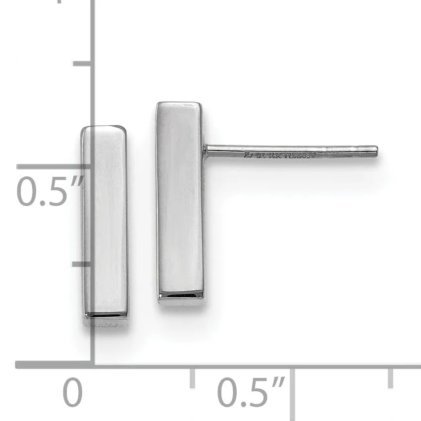 14K White Polished Post Earrings
