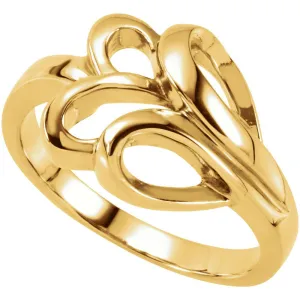 14k Yellow Gold Freeform Ring, Size 7