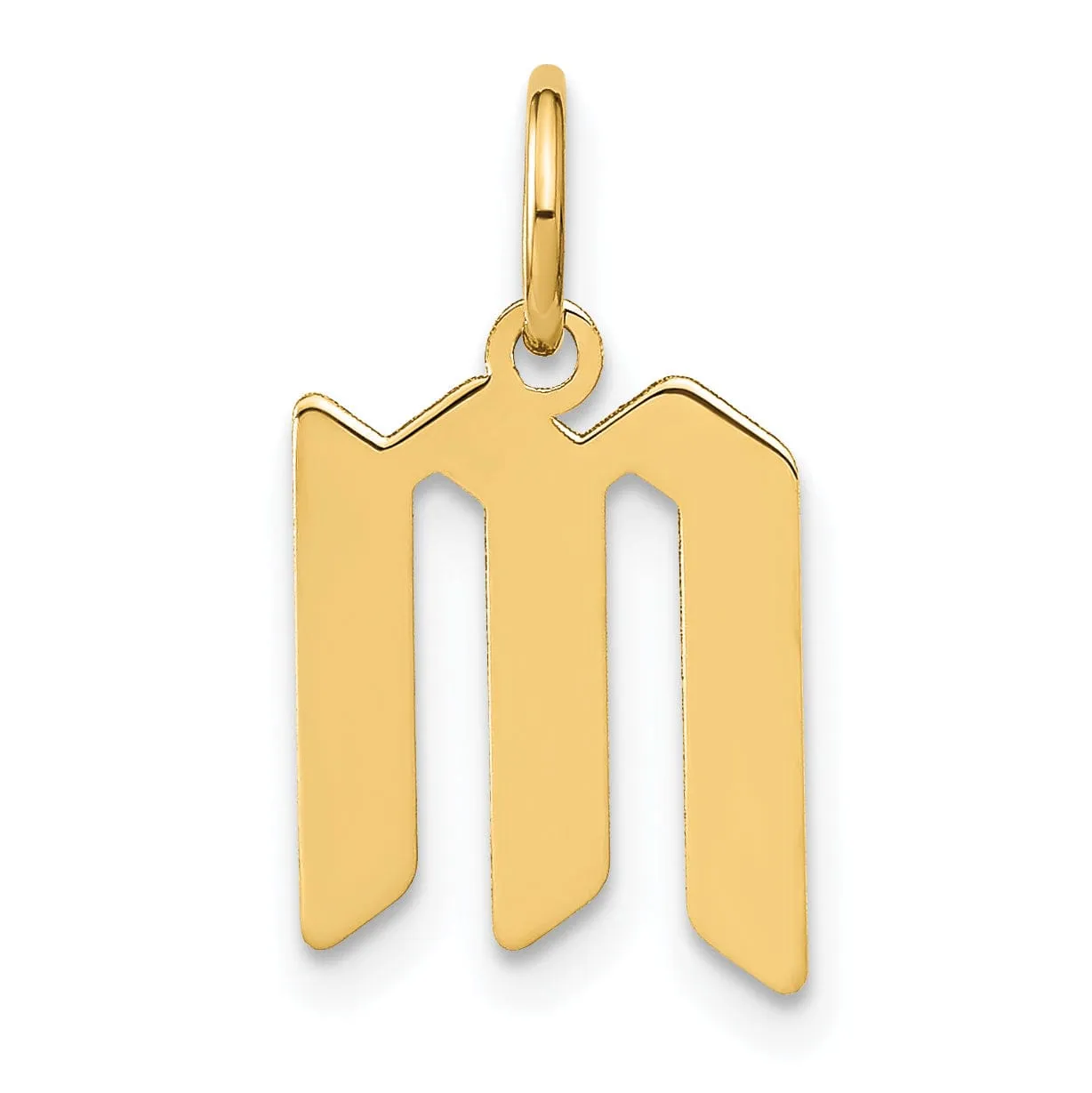 14K Yellow Gold Upper Case Letter M Initial Charm Pendant