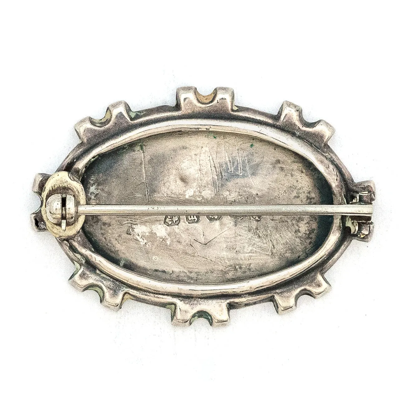 1896 English Silver & 14K Gold Victorian Pin