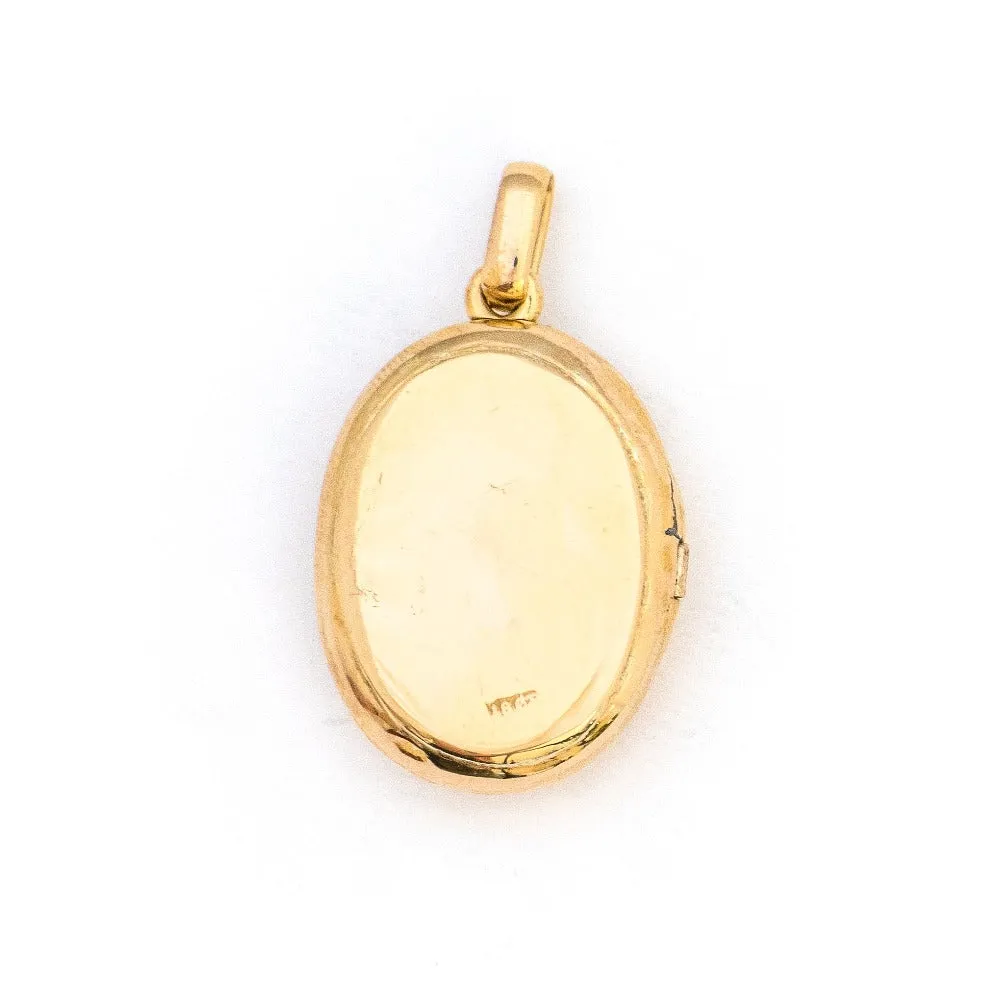 18K Gold & Pearl Floral Vintage Locket