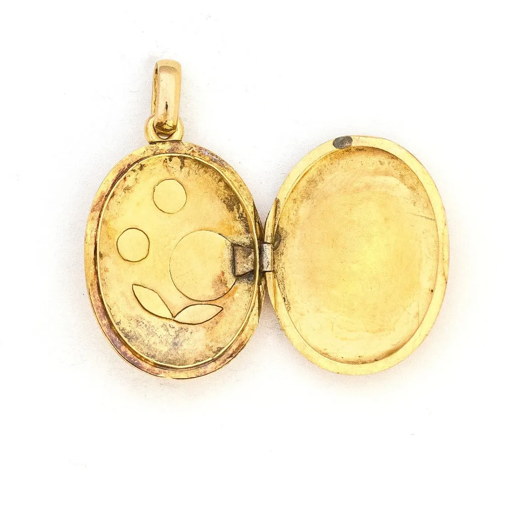 18K Gold & Pearl Floral Vintage Locket