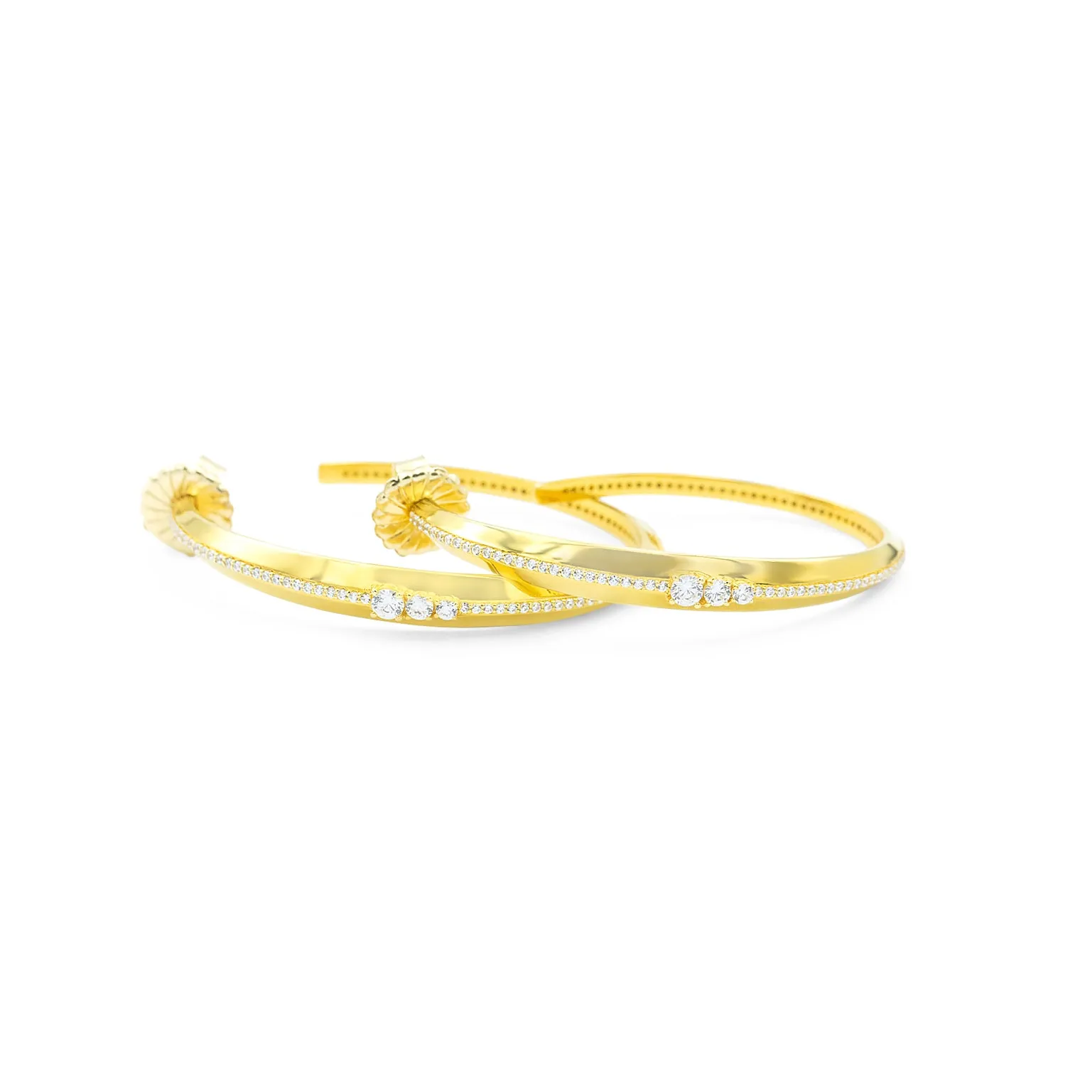 18k Oval Hoops with Diamonds