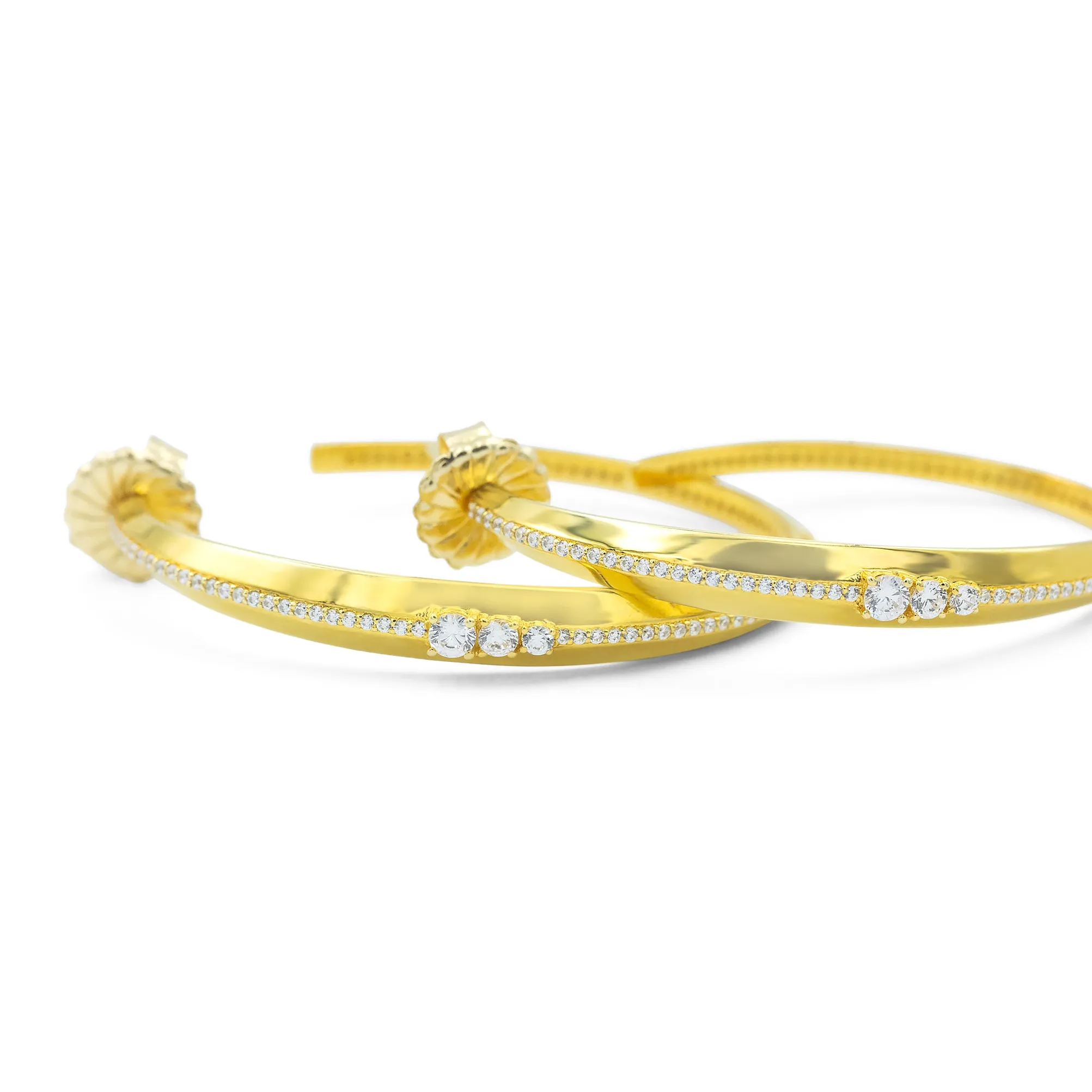 18k Oval Hoops with Diamonds