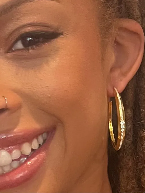 18k Oval Hoops with Diamonds