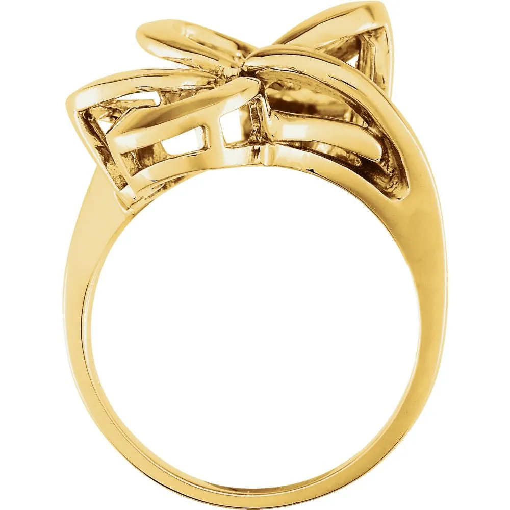 18k Yellow Gold Metal Fashion Ring, Size 6