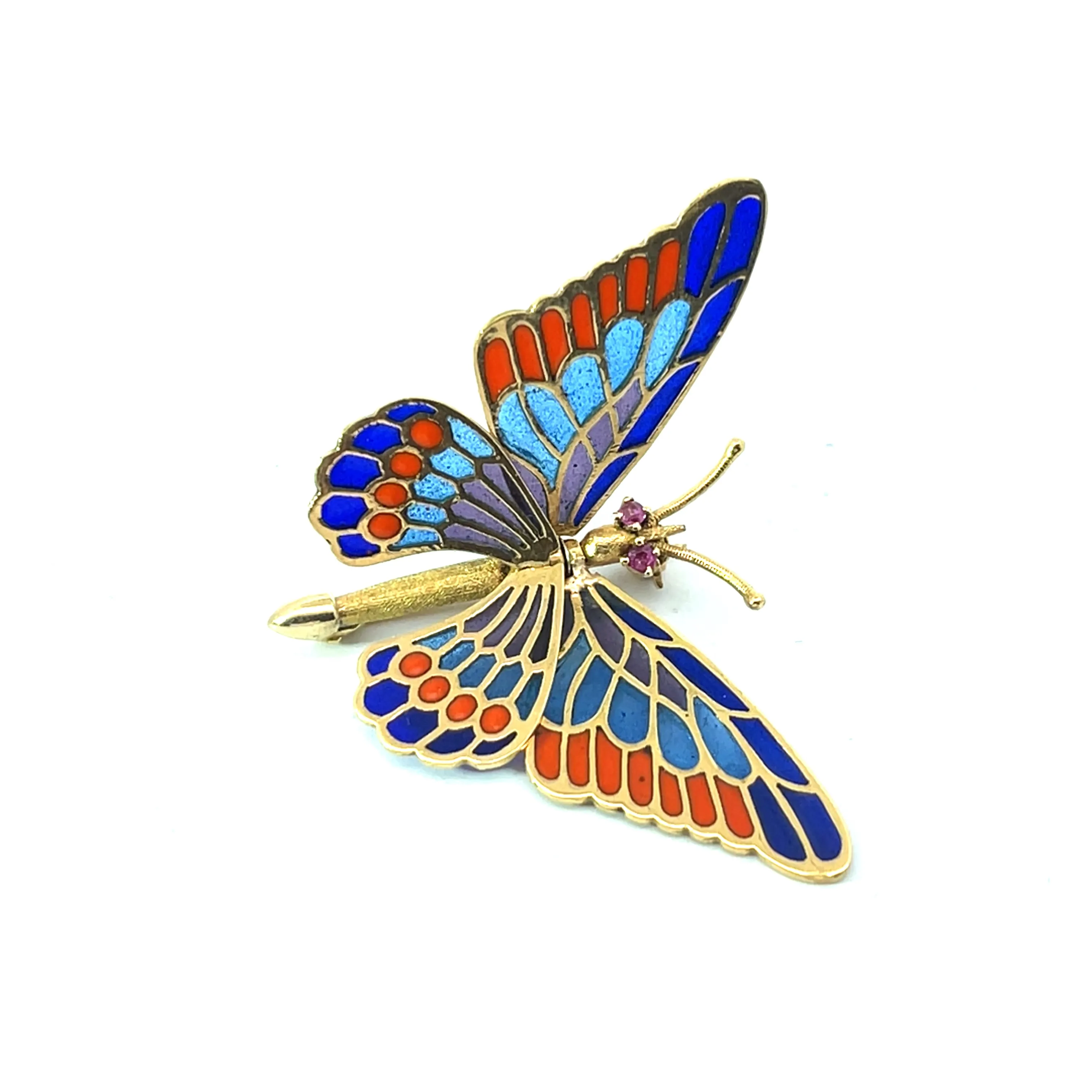 18k Yellow Gold Victorian Enamel and Brooch Cut 1 3/4 x1"  6.20 gram