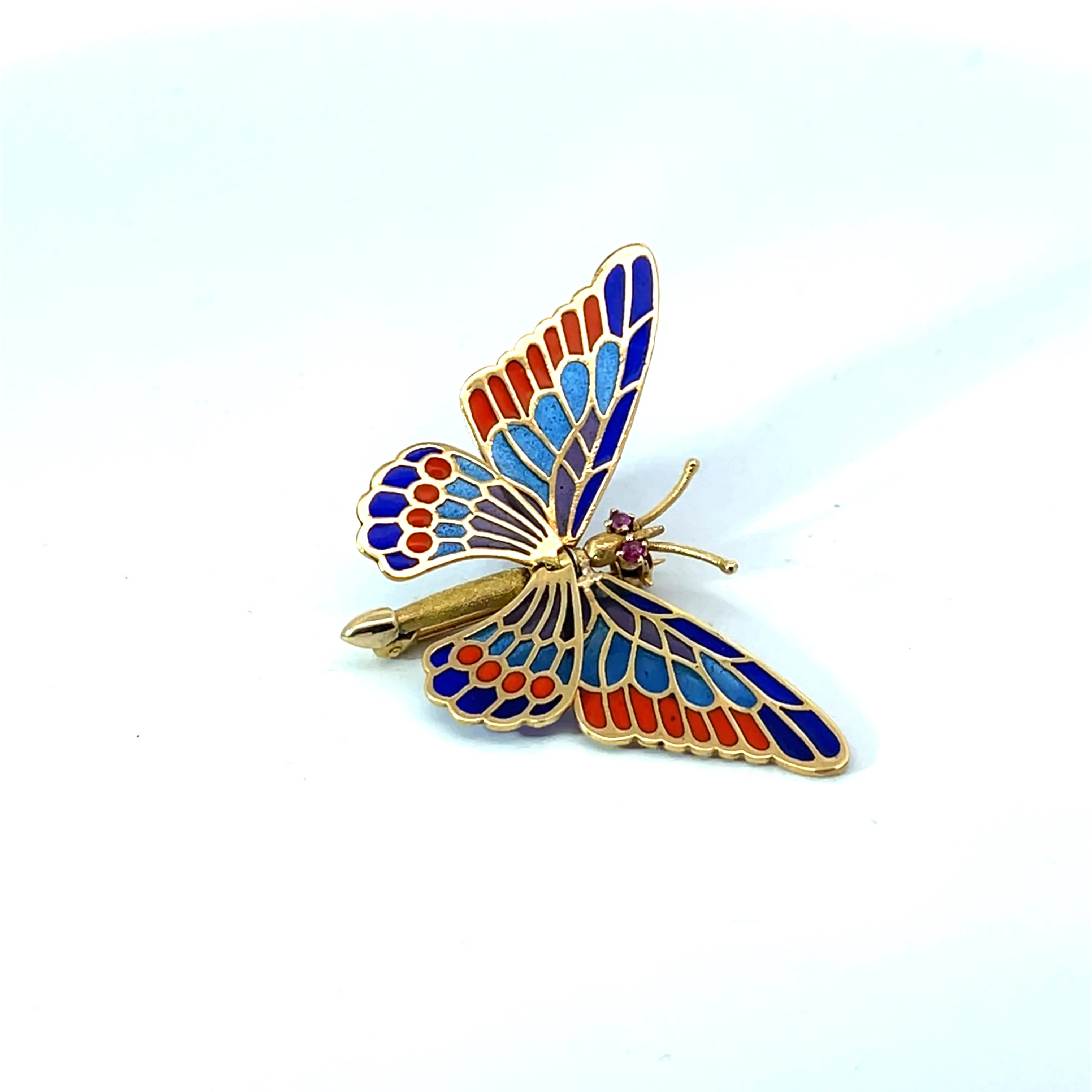 18k Yellow Gold Victorian Enamel and Brooch Cut 1 3/4 x1"  6.20 gram