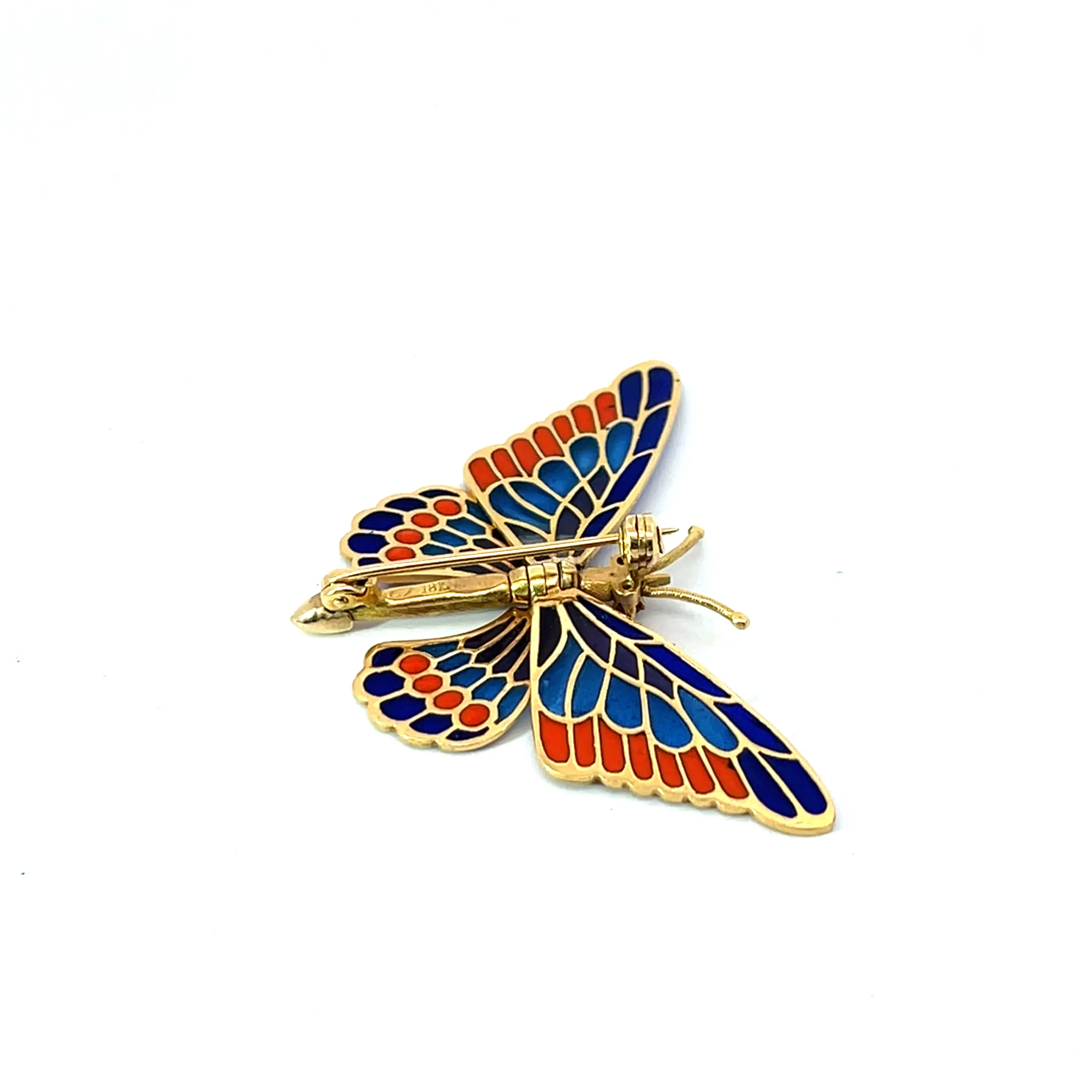 18k Yellow Gold Victorian Enamel and Brooch Cut 1 3/4 x1"  6.20 gram