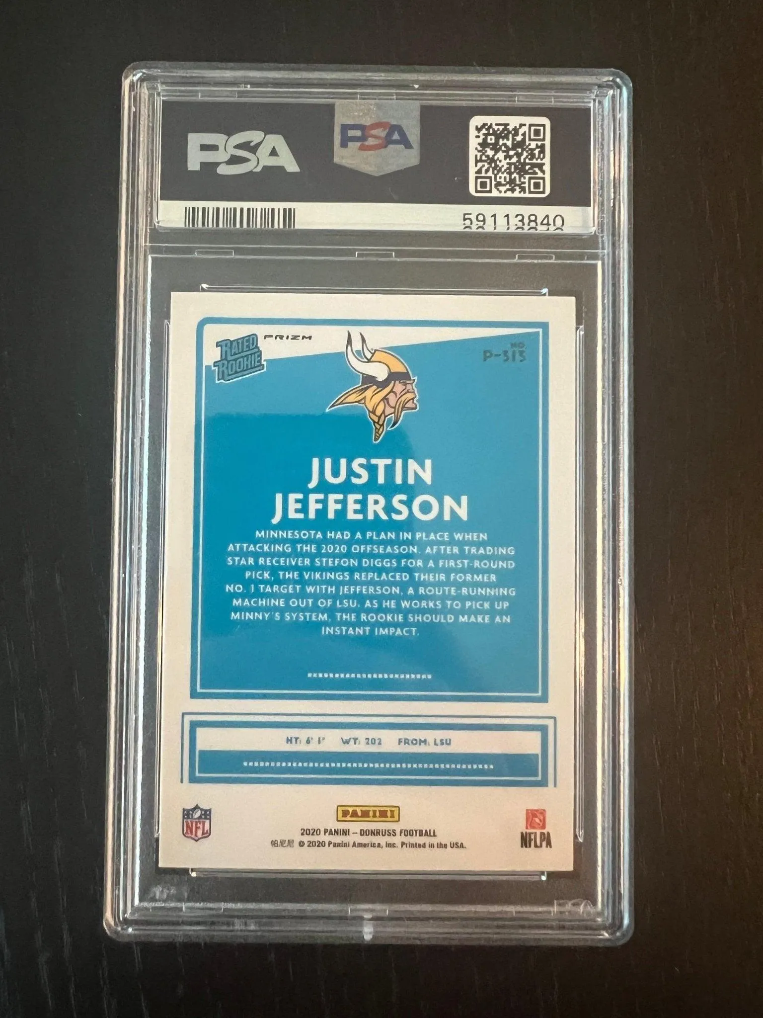 2020 Panini Donruss Justin Jefferson Optic Preview - Red / green #P313 | PSA 10 GEM MINT