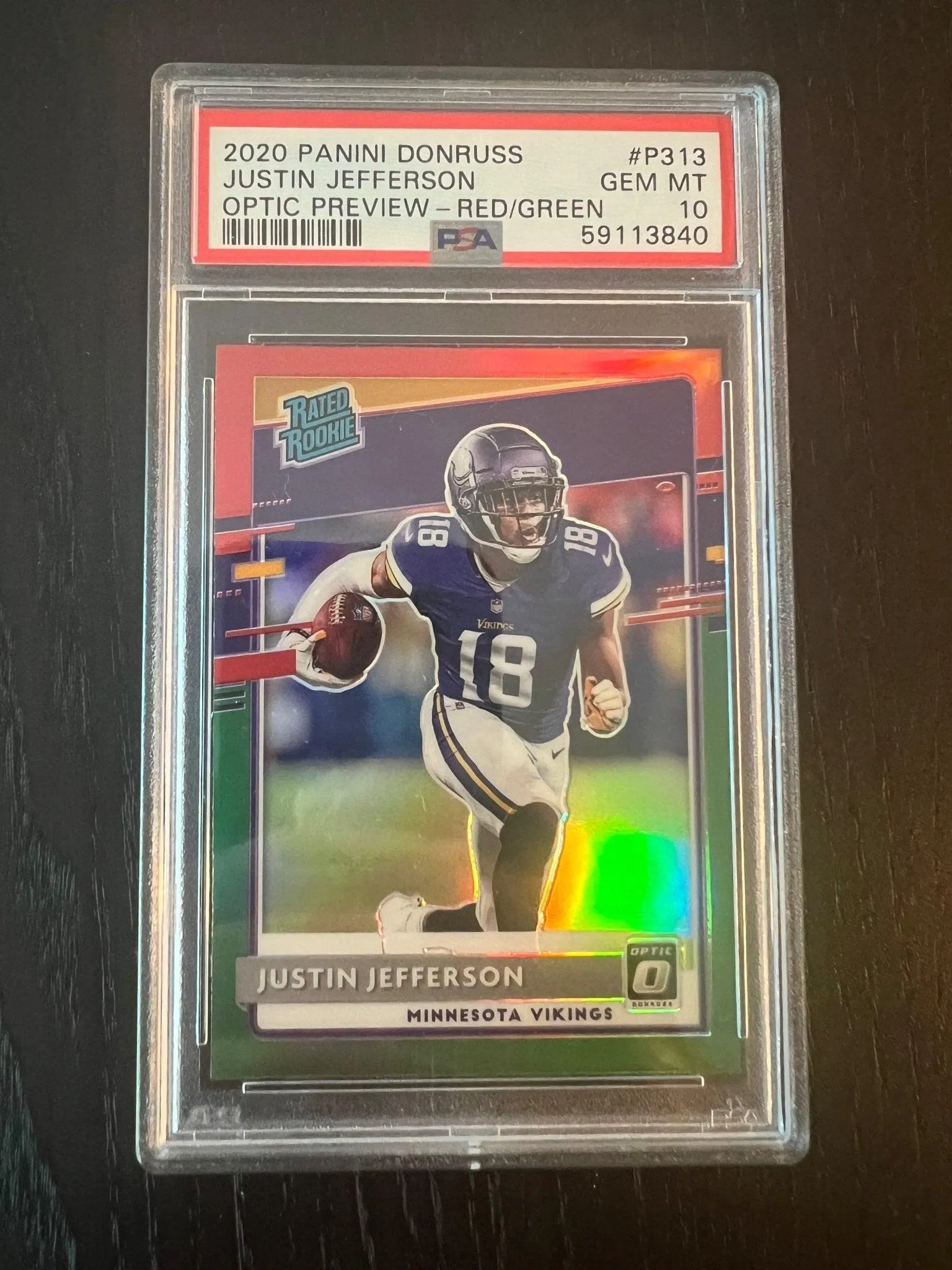 2020 Panini Donruss Justin Jefferson Optic Preview - Red / green #P313 | PSA 10 GEM MINT
