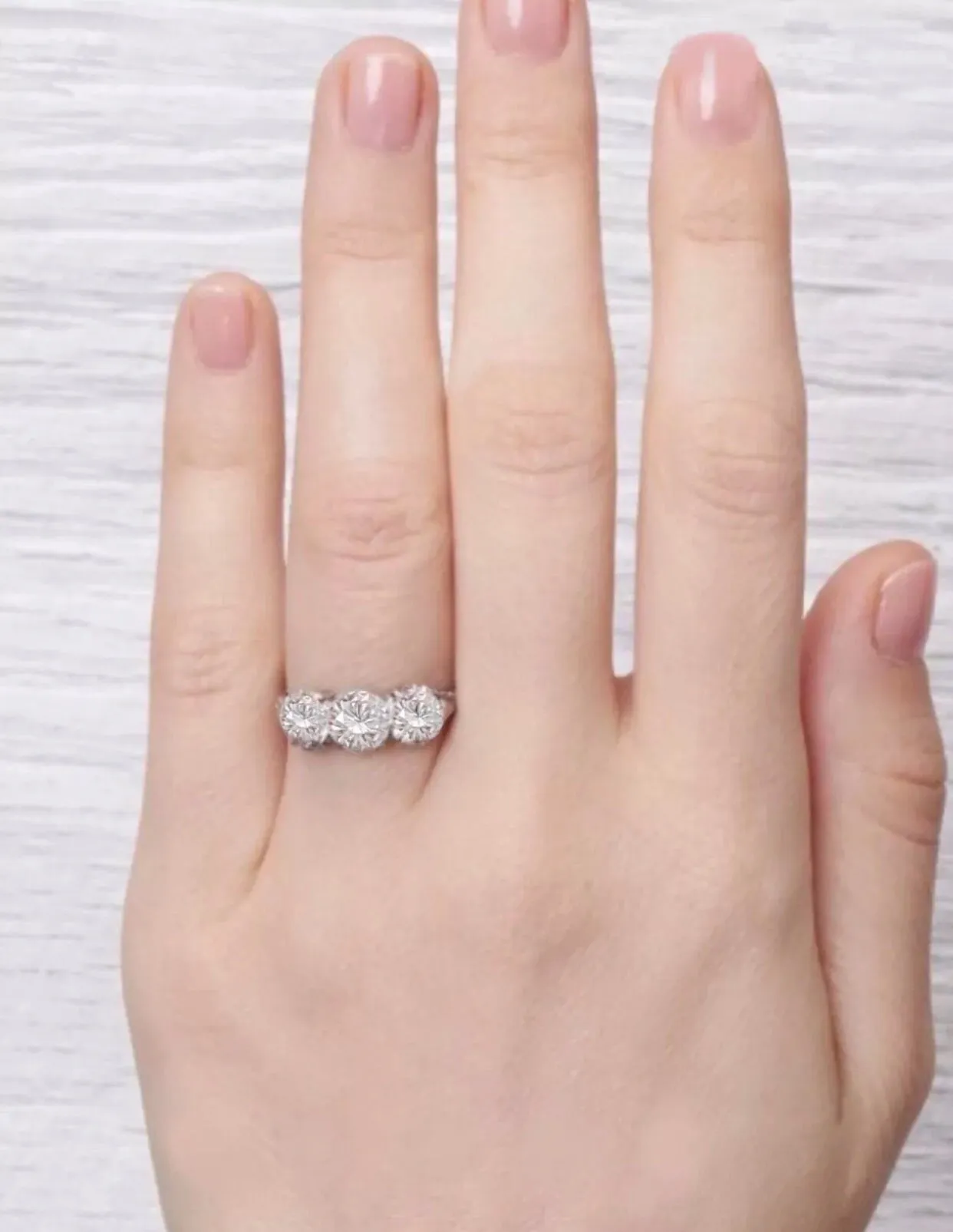 2.25 Ct Edwardian Style 3 Stone Diamond Engagement Ring VS2 F