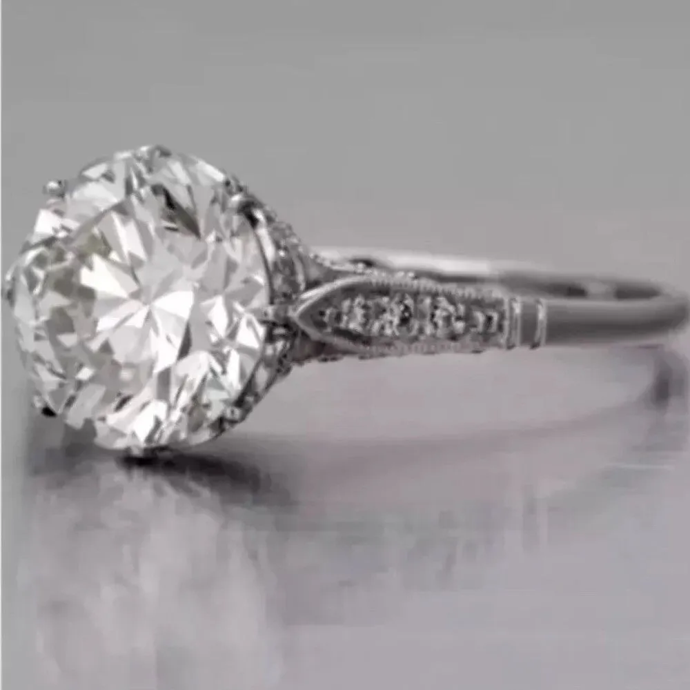 2.50 Ct EDWARDIAN Style Platinum Engagement Ring