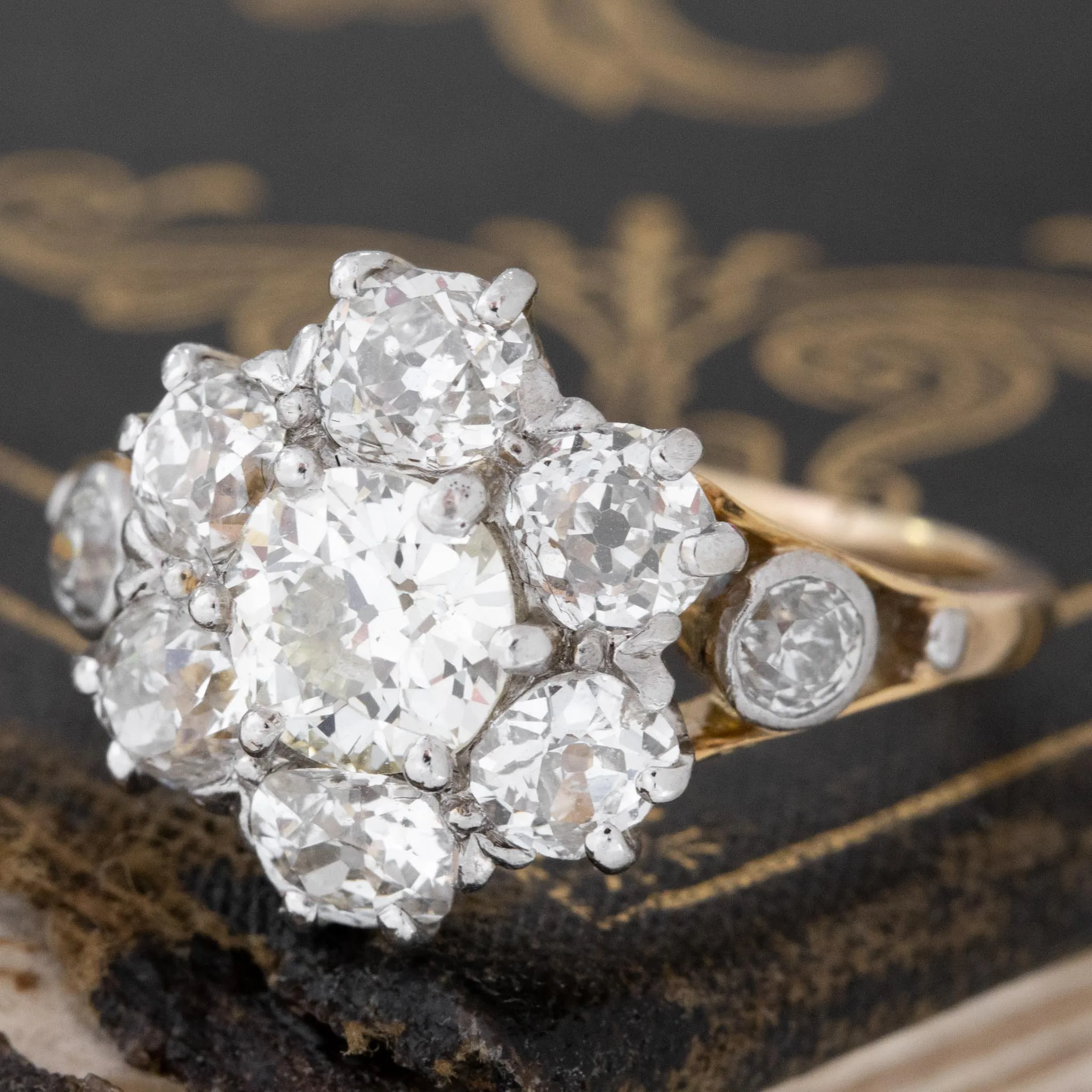 3.12ctw Victorian Diamond Cluster Ring