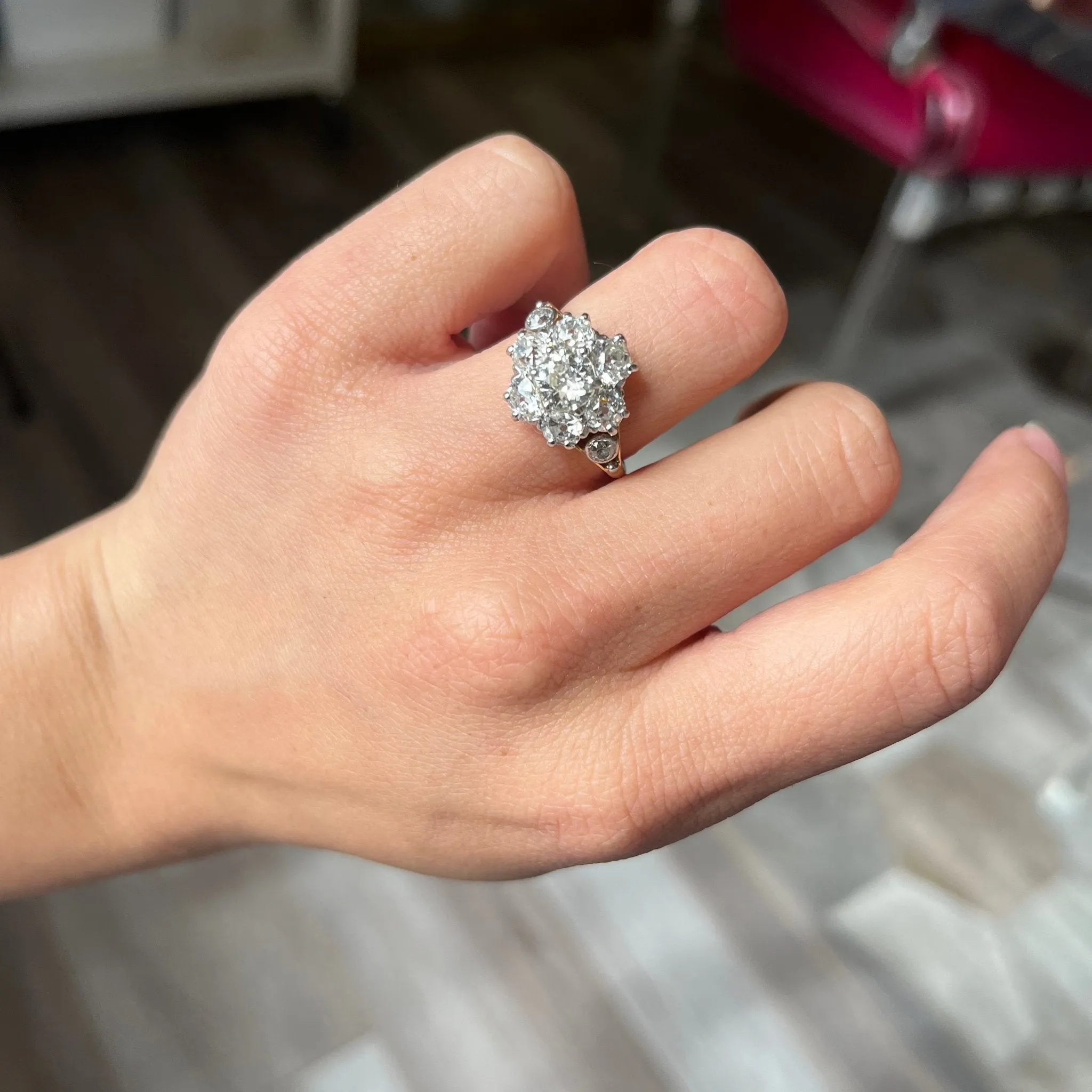 3.12ctw Victorian Diamond Cluster Ring