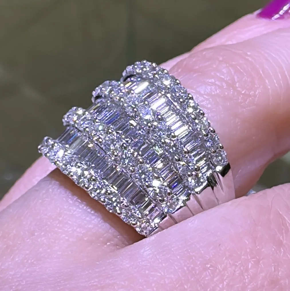 3.90ct t.w. Round And Baguette Diamond Fashion Ring