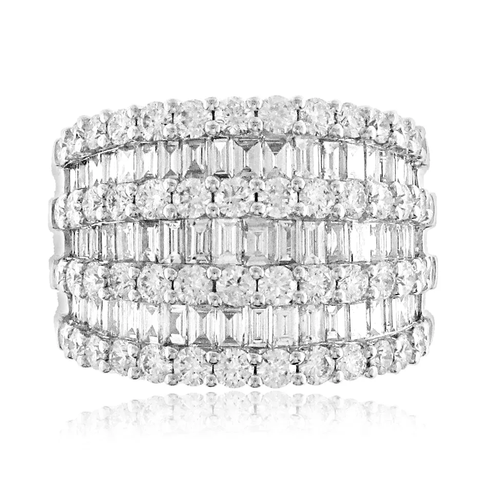 3.90ct t.w. Round And Baguette Diamond Fashion Ring