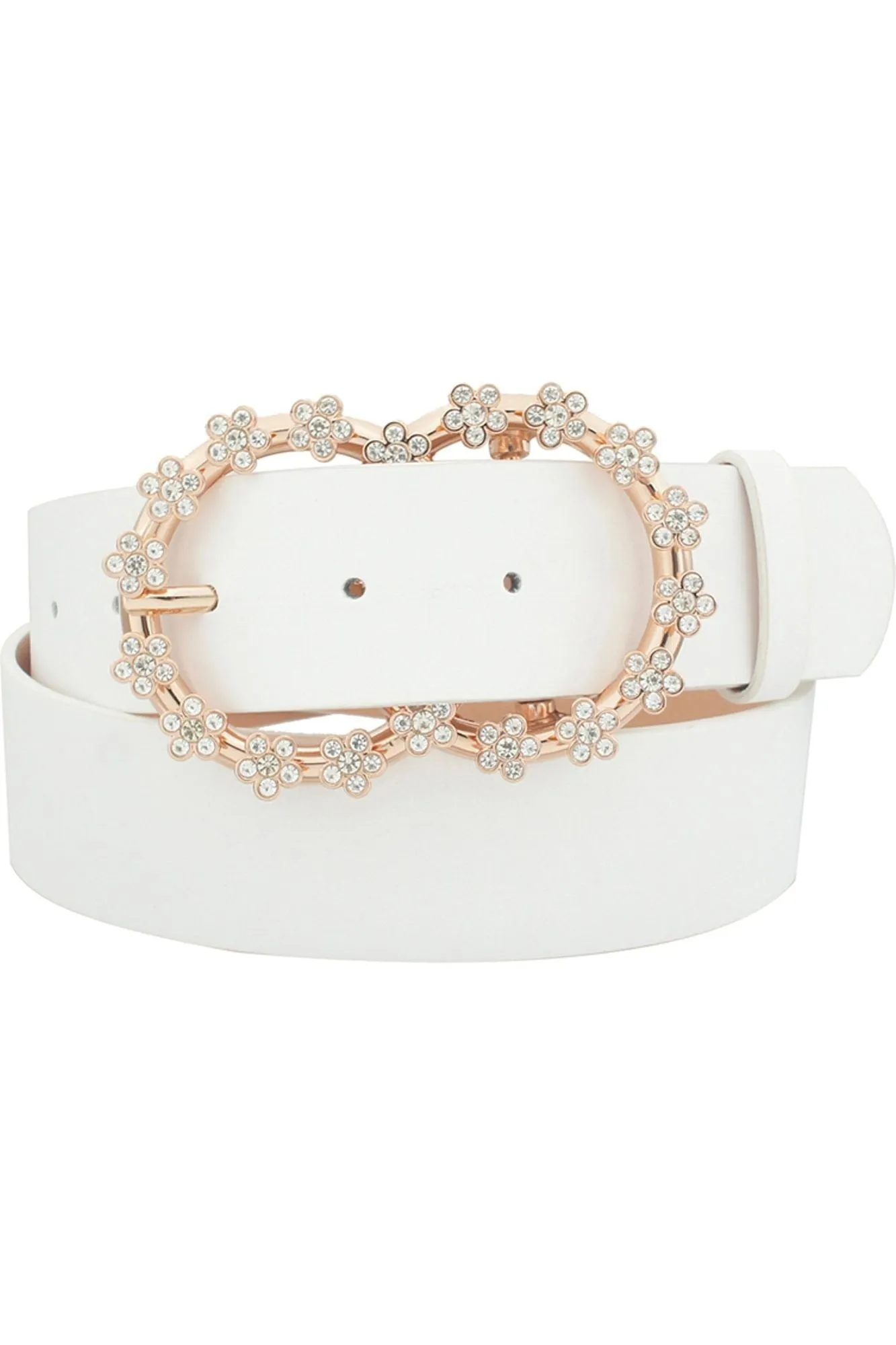 3d Rhinestone Flower Double Circle Belt