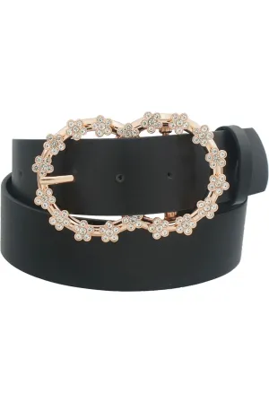 3d Rhinestone Flower Double Circle Belt