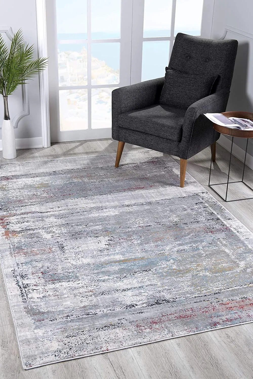 4’ x 6’ Gray Abstract Irregular Blocks Area Rug