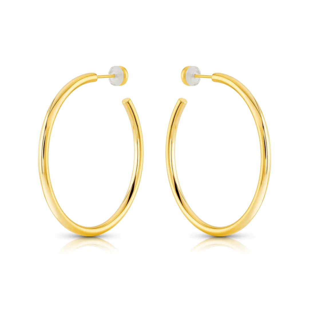 50MM HOLLOW HOOP EARRINGS, GOLD