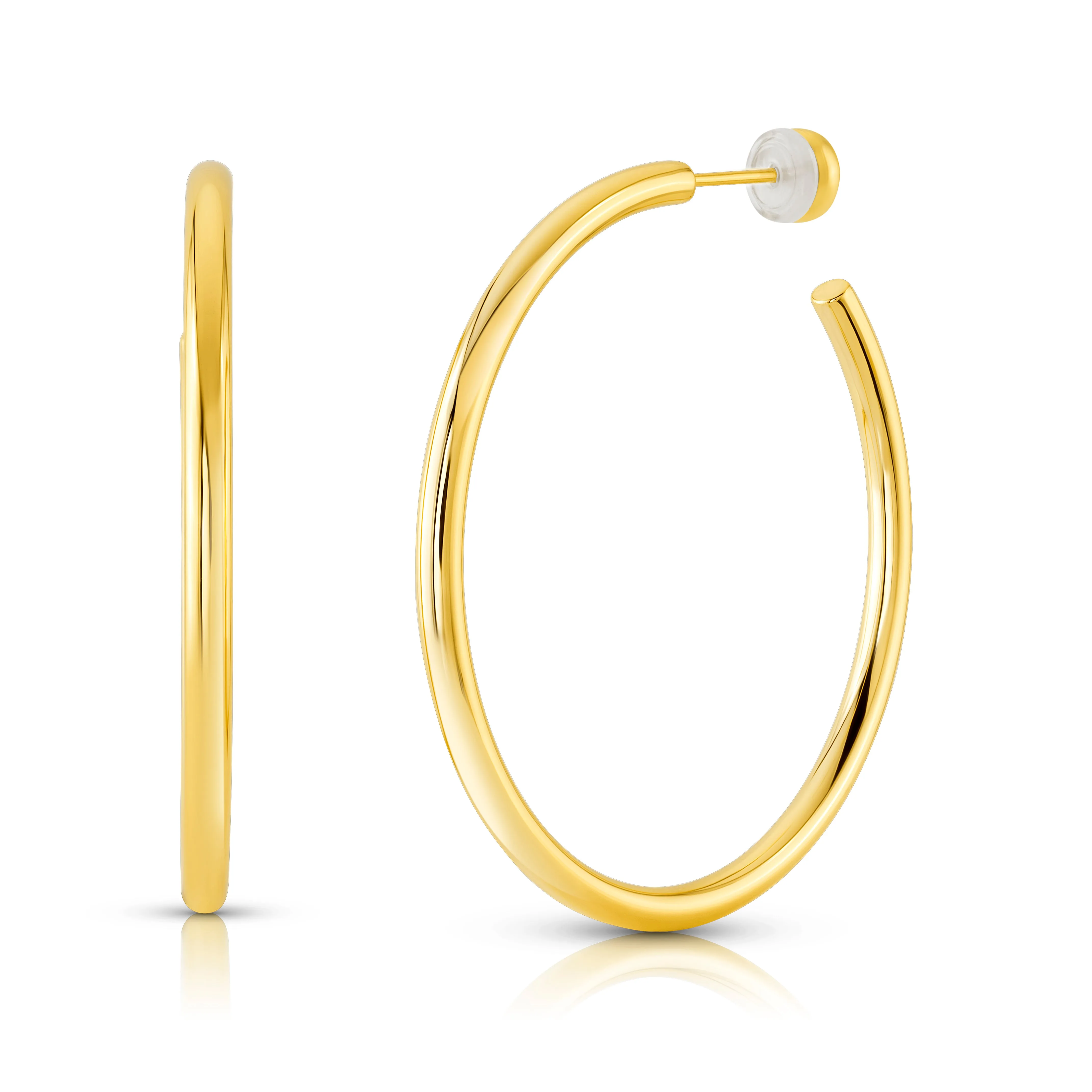 50MM HOLLOW HOOP EARRINGS, GOLD
