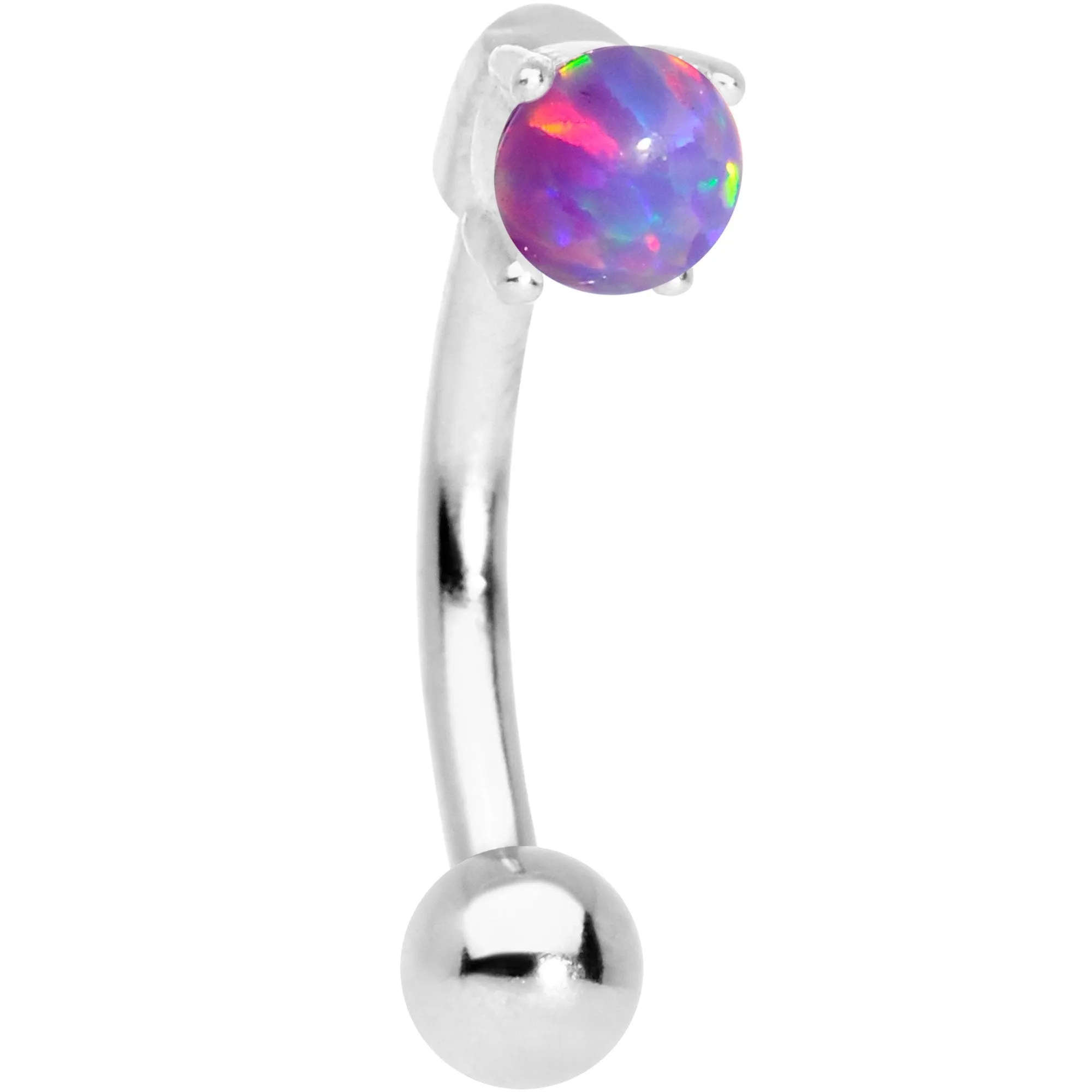 5/16 Purple Synthetic Opal Fashionista Curved Eyebrow Ring