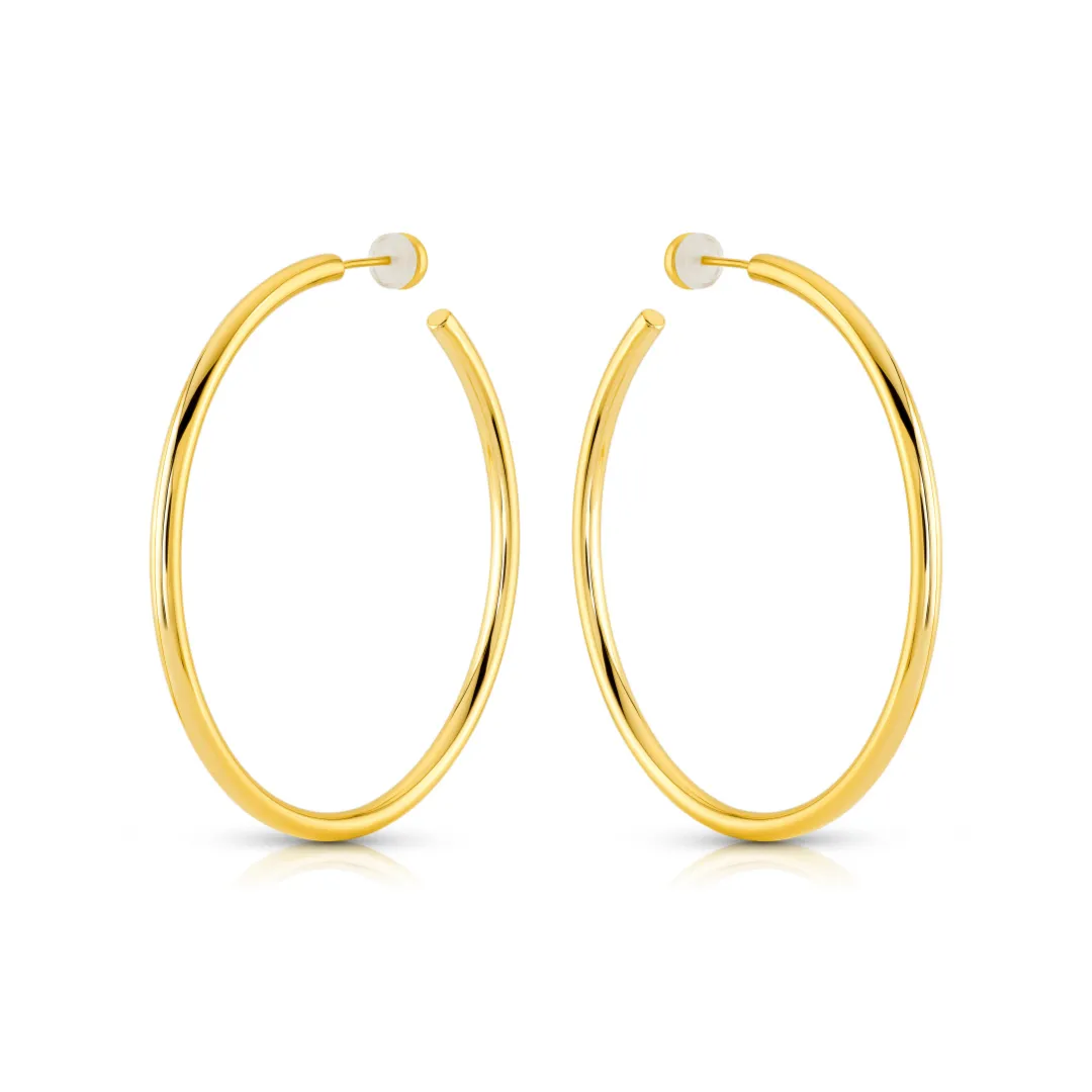 60MM HOLLOW HOOP EARRINGS, GOLD