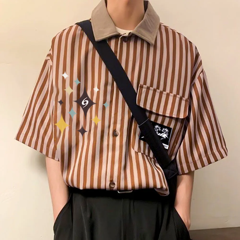 6Kull Preppy Striped Star Embroidered Shirt