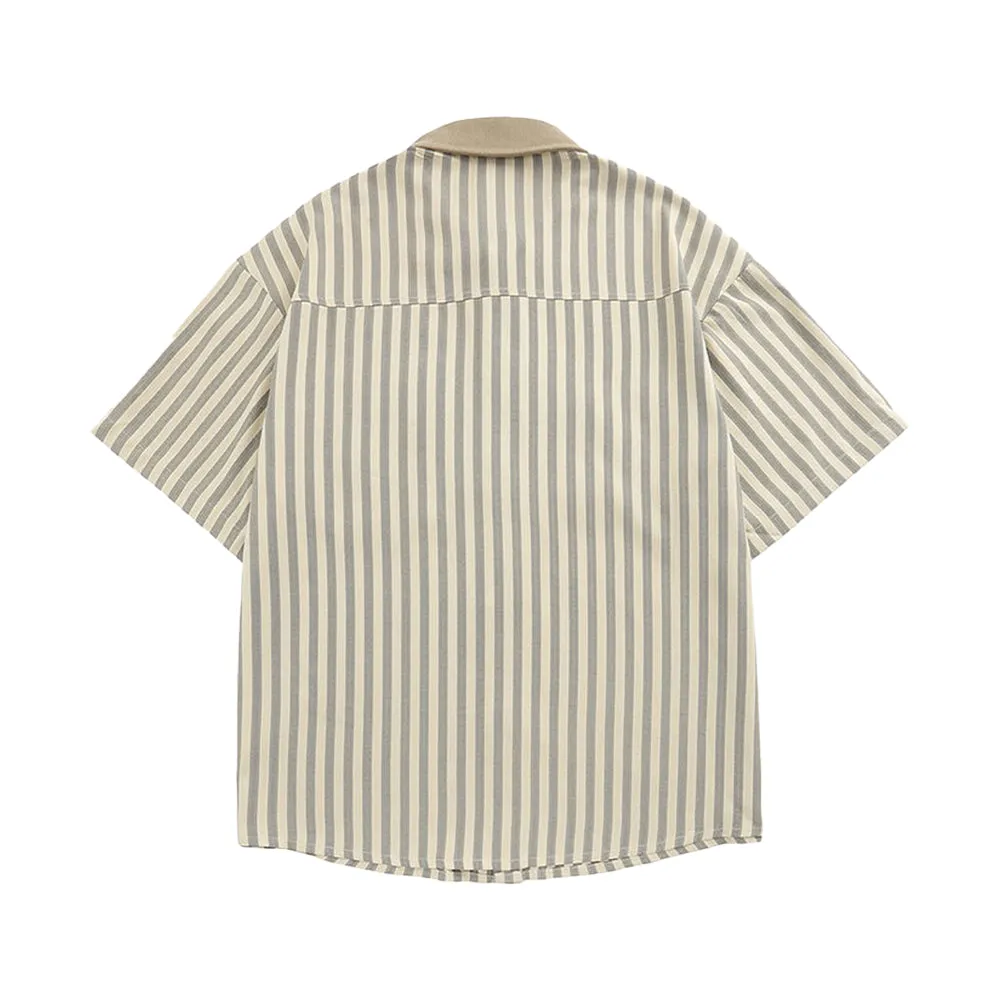 6Kull Preppy Striped Star Embroidered Shirt