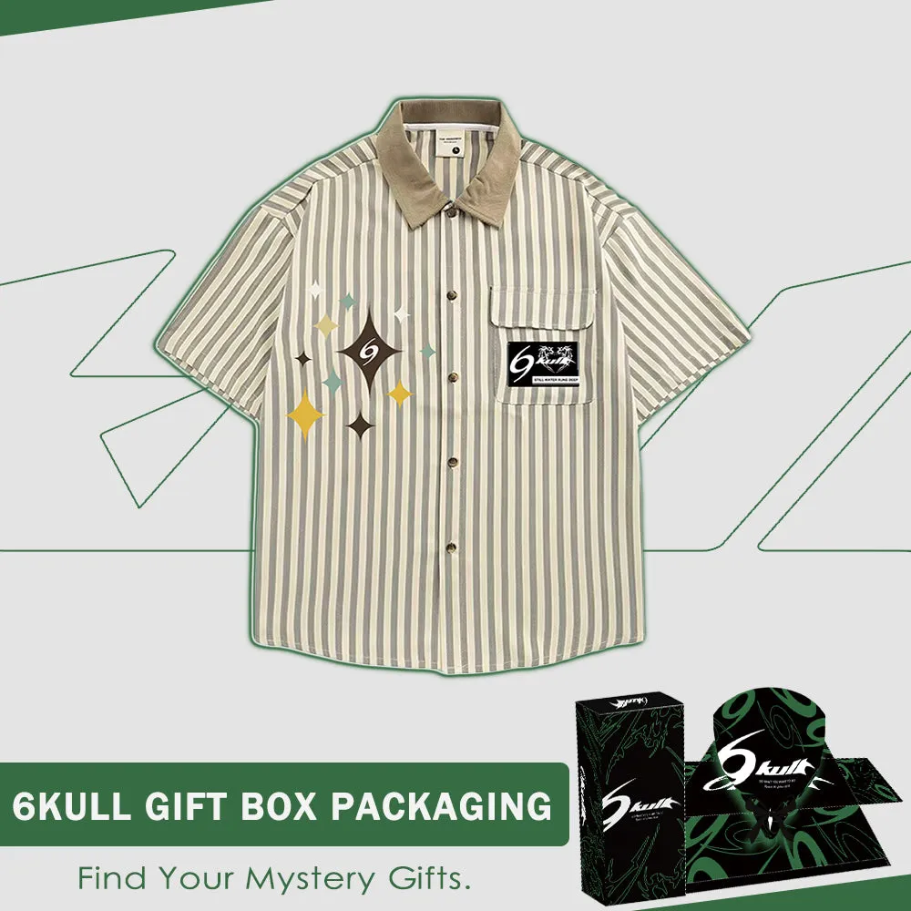 6Kull Preppy Striped Star Embroidered Shirt