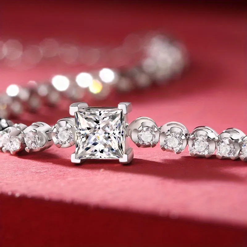 925 Sterling Silver Adjustable Morganite Tennis Bracelet