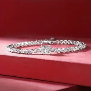 925 Sterling Silver Adjustable Morganite Tennis Bracelet