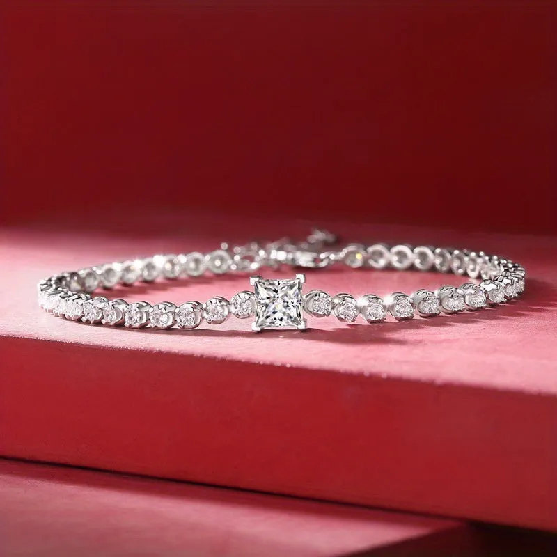 925 Sterling Silver Adjustable Morganite Tennis Bracelet