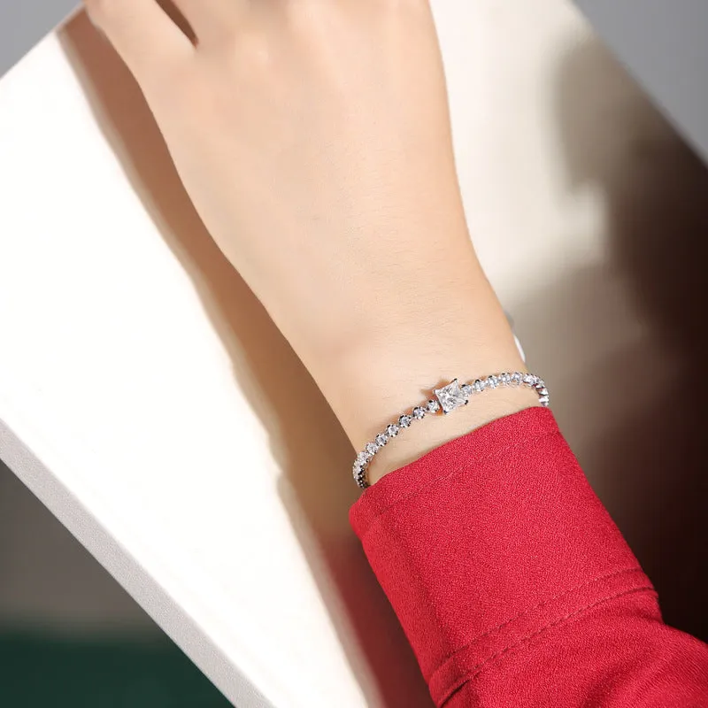 925 Sterling Silver Adjustable Morganite Tennis Bracelet